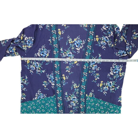 Pioneer Woman Floral Kimono Jacket XXL XXXL Sharkbite Duster Blue Boho 2X 3X New - Picture 8 of 10